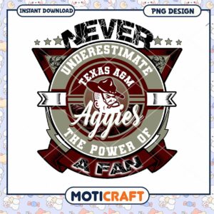 Never Underestimate Texas A&M Aggies Fan Power PNG Design