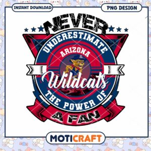 Never Underestimate Arizona Wildcats Fan PNG Design