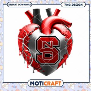 NC State Heart Design Instant Download PNG Art