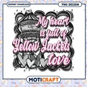 My Heart is Full of Yellow Jackets Love PNG Design