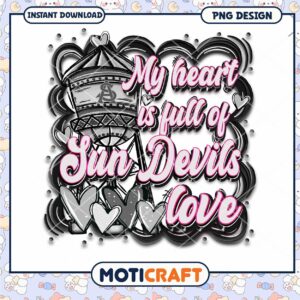 My Heart is Full of Sun Devils Love PNG Design Download