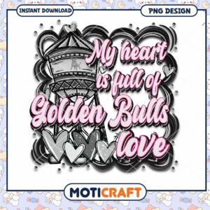 My Heart is Full of Golden Bulls Love PNG Design Download