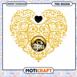 Missouri Tigers Heart Design PNG Instant Download Art