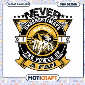Missouri Tigers Fan Power PNG Instant Download Design