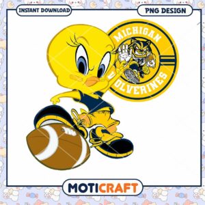 Michigan Wolverines Tweety Bird Football PNG Design Download