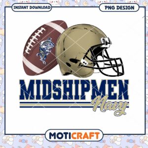 Midshipmen Navy Football Helmet and Ball PNG Design
