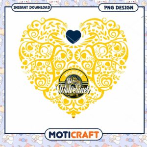Michigan Wolverines Heart Design PNG Instant Download