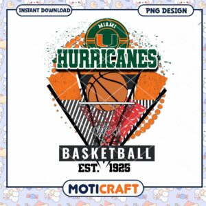 Miami Hurricanes Basketball PNG Design Instant Download