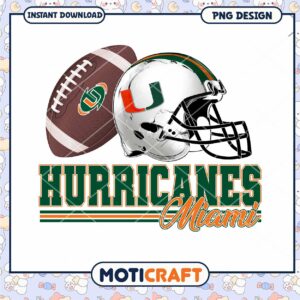 Miami Hurricanes Football PNG Design for Instant Download