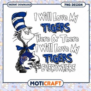 Memphis Tigers Love Cat in Hat PNG Design Download