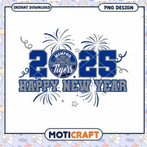 Memphis Tigers Happy New Year 2025 PNG Design Download