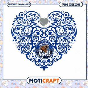 Memphis Tigers Heart Design Instant Download PNG Art