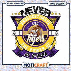 LSU Tigers Never Underestimate Fan Power PNG Design