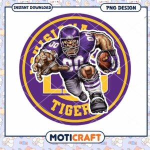 LSU Tigers Football Player PNG Instant Download Design