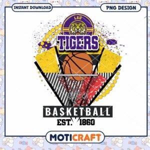 LSU Tigers Basketball PNG Design Instant Download Art