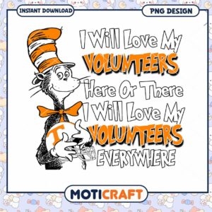 Love My Volunteers Cat in Hat PNG Design Download Art