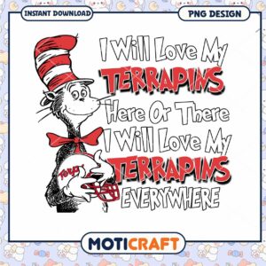 Love My Terrapins Cartoon Design Instant Download PNG
