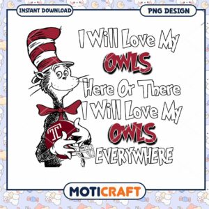 Love My Owls Cat in the Hat PNG Instant Download Design
