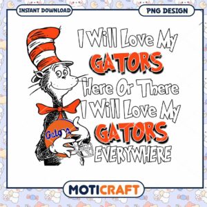 Love My Gators Fun Cat PNG Design for Instant Download