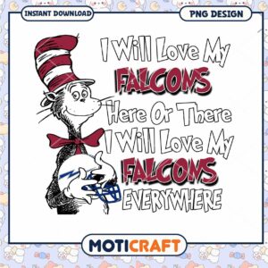 Love My Falcons Cat in the Hat PNG Instant Download Design