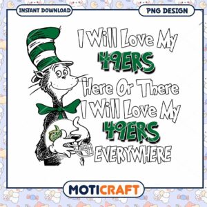 Love My 49ers Football Cat PNG Design Instant Download
