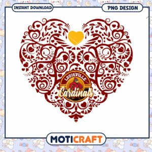Louisville Cardinals Heart Design PNG Instant Download