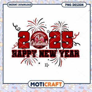 Louisville Cardinals Happy New Year 2025 PNG Design