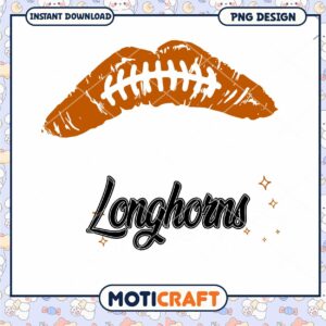 Longhorns Football PNG Design for Instant Download