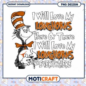 Longhorns Love Design Fun Cat Hat PNG Downloadable Art