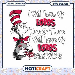 Lobos Love Cat in Hat Fun PNG Design for Download