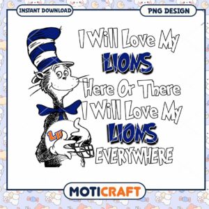 Lions Love Design Cat in Hat PNG Instant Download Art