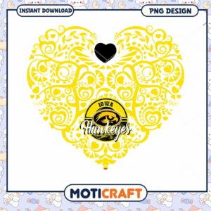 Iowa Hawkeyes Heart Design PNG Instant Download Art