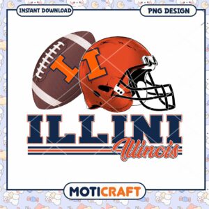 Illinois Illini Football Helmet and Ball PNG Design