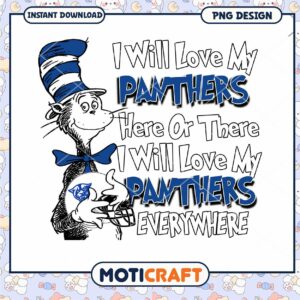 I Love My Panthers Design Cute Cat PNG Download