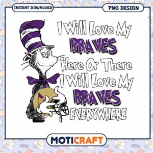 I Love My Braves Funny Cat PNG Design for Fans