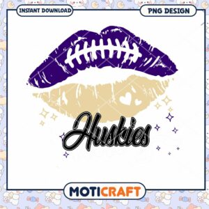 Huskies Football Kiss Lip Design PNG Instant Download