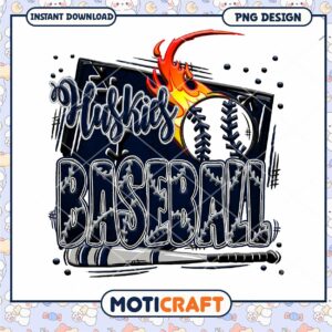 Huskies Baseball PNG Design for Instant Download Art