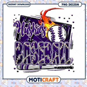 Huskies Baseball Instant Download PNG Design for Fans