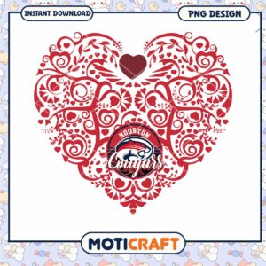 Houston Cougars Heart Design PNG Instant Download Image