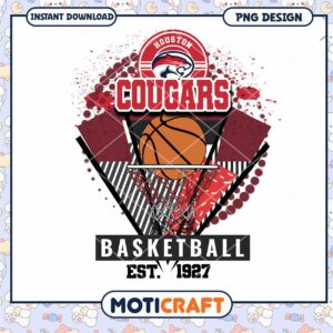 Houston Cougars Basketball PNG Design Instant Download Art