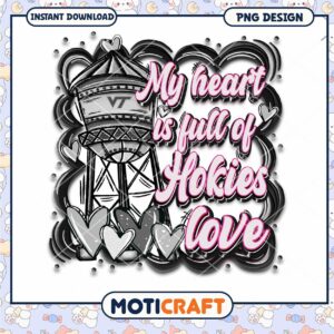 Hokies Love Heart Design for Instant Download PNG Art