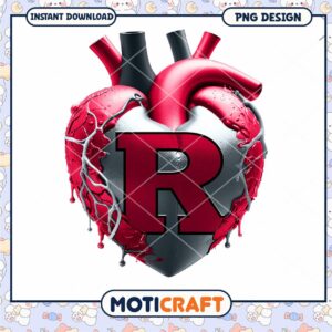 Heart PNG Design with R Letter for Instant Download