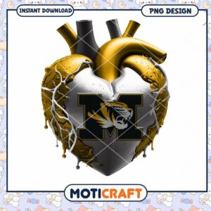 Heart of Gold and Silver with M Logo PNG Design Download