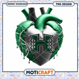 Heart PNG Design with Green and Silver Colors