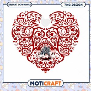 Heart Design PNG for Alabama Crimson Tide Fans