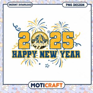 Happy New Year 2025 PNG Design for Aggies Fans