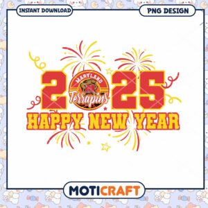 Happy New Year 2025 Maryland Terrapins PNG Design