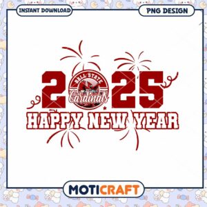 Happy New Year 2025 Ball State Cardinals PNG Design