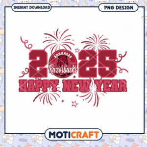 Happy New Year 2025 Arkansas Razorbacks PNG Design