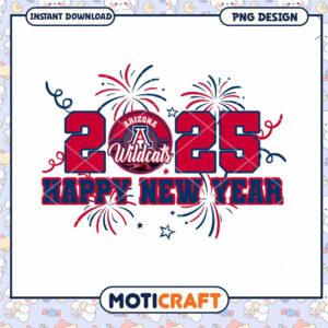 Happy New Year 2025 Arizona Wildcats PNG Design Download